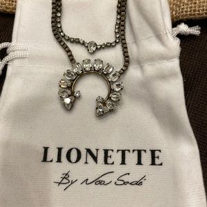 Lionette brass necklace w/beautiful crystal detail and pendant